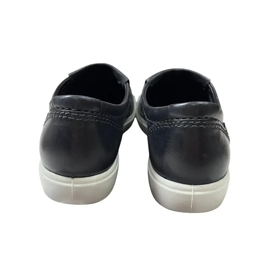 ECCO Soft 7 Slip-On Sneakers SIZE 36 Black Perforated Leather Walking Shoes NIB